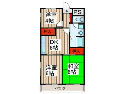 ハイデンス上の宮(3DK/2階)の間取り写真