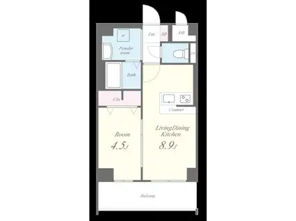 エルヴィータ箱崎(1LDK/6階)の間取り写真