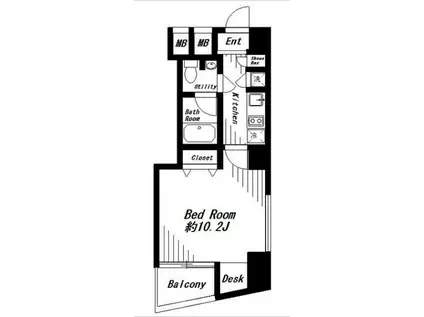 ビバリーホームズ麻布十番(1K/7階)の間取り写真