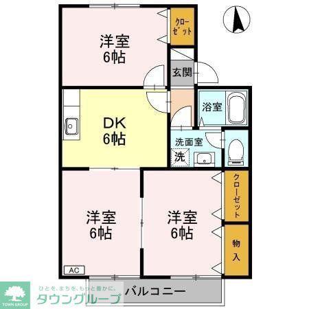 アーバンスクエアA(3DK/2階)の間取り写真
