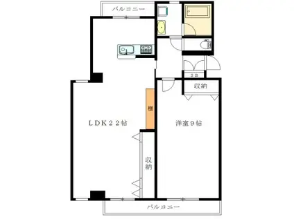 大原KYハイツI(1LDK/2階)の間取り写真