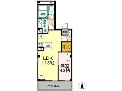 コンフォートK(1LDK/3階)の間取り写真