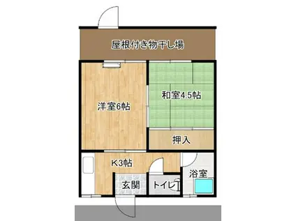 ひだまりハイツ浜田(2K/1階)の間取り写真