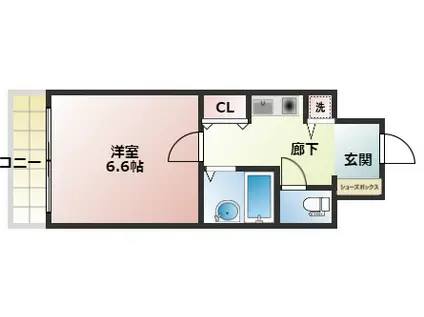 エスティライフ難波西(1K/4階)の間取り写真