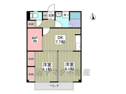 奈加乃内ハイツ1(2DK/1階)の間取り写真