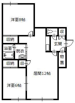 シャンフA(2LDK/1階)の間取り写真