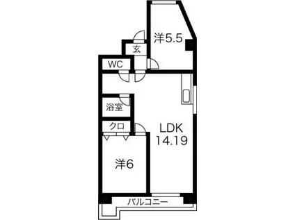 スカイフォート(2LDK/4階)の間取り写真
