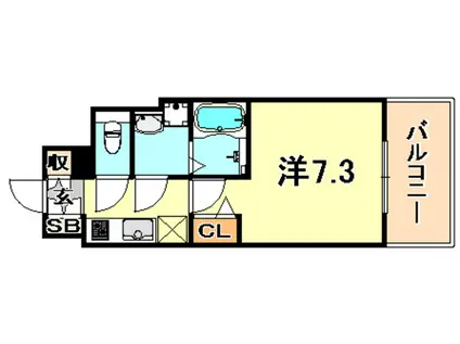 プレサンス神戸アモーレ(1K/8階)の間取り写真