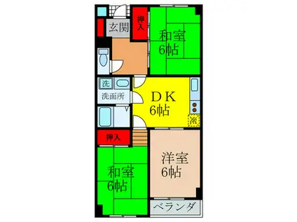 サンハイツ北豊島(3DK/2階)の間取り写真