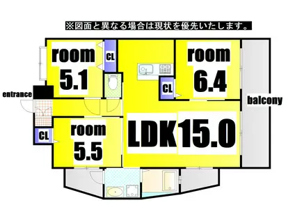 リード大手町(3LDK/13階)の間取り写真