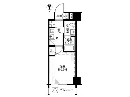 プレールドゥーク早稲田II(1K/6階)の間取り写真