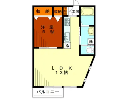 PAL経堂II(1LDK/3階)の間取り写真