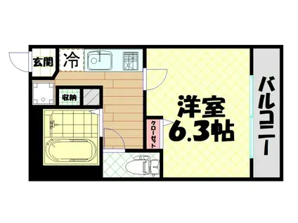 ハイツ西村(1K/8階)の間取り写真