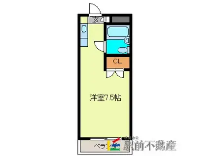 緑ヶ丘ハイムA(ワンルーム/1階)の間取り写真