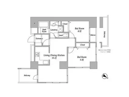 プラザタワー勝どき(2LDK/12階)の間取り写真