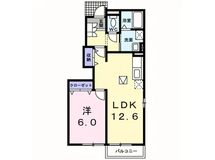 メゾン双鶴A(1LDK/1階)の間取り写真