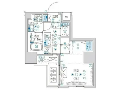 ルクレ墨田緑III(1K/10階)の間取り写真
