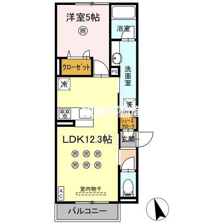 NEW LIFE大保(1LDK/2階)の間取り写真
