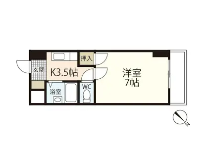 グランディール福本(1K/2階)の間取り写真