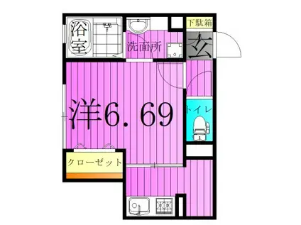 ファミユD(1K/1階)の間取り写真
