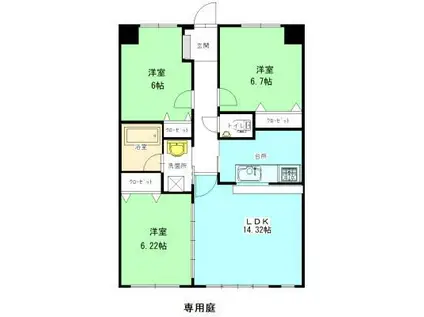 レアルパラシオ(3LDK/1階)の間取り写真