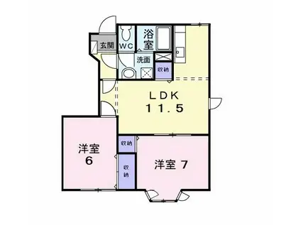 バレンシアB(2LDK/1階)の間取り写真