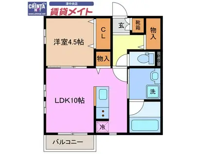 三重県津市新町AP(1LDK/3階)の間取り写真