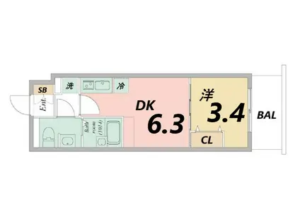 ARTIZA尼崎立花(1DK/4階)の間取り写真