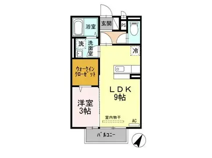 リヴェールD(1LDK/2階)の間取り写真