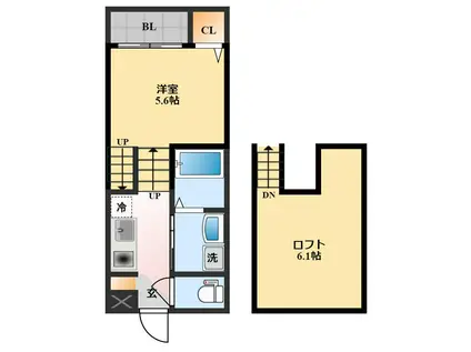 デ・クメール大手(1SK/1階)の間取り写真