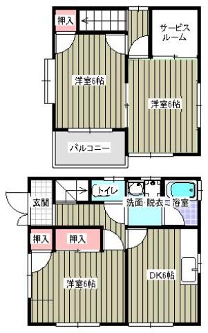 ハイツさらがい(3SDK/1階)の間取り写真