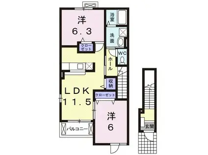 グランド-ルET F(2LDK/2階)の間取り写真