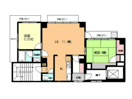 第二佳園ビル(2LDK/5階)の間取り写真