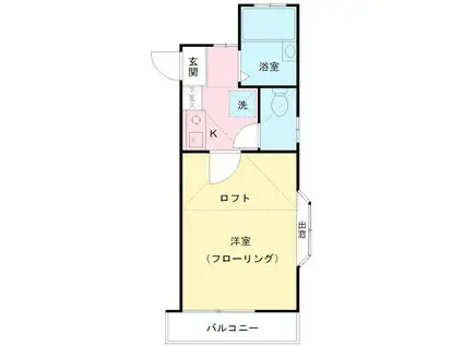 パレス瑠璃(1K/2階)の間取り写真
