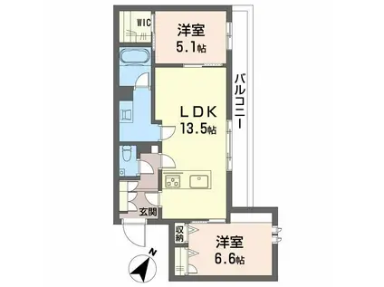 FORENA TERRACE大橋(2LDK/2階)の間取り写真