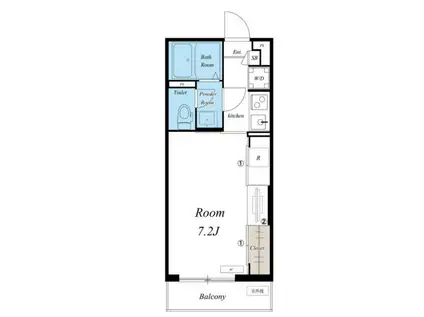 リブリ・ルームス新千葉(1K/1階)の間取り写真