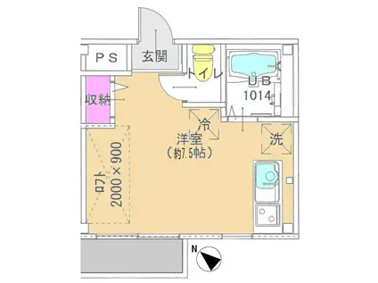 パークピア若葉(ワンルーム/3階)の間取り写真