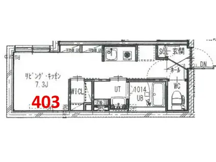 AQUA BLUE(1K/4階)の間取り写真