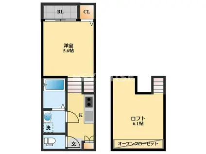 MODERN PALAZZO ISAHAYA IO(1SK/1階)の間取り写真