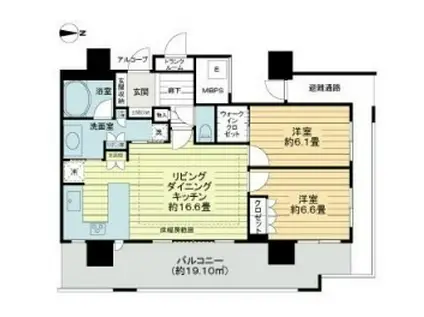 エルザグレース堀江タワー(2LDK/23階)の間取り写真