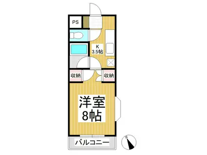 ハイツ東部(1K/2階)の間取り写真