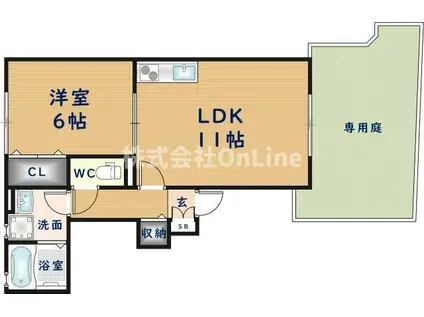 COMODORESIDENCIA八尾南(1LDK/1階)の間取り写真