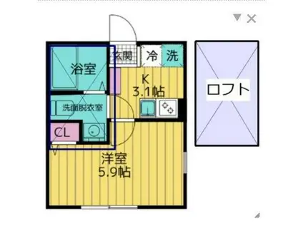 BELL SAISON IKUTA(1K/2階)の間取り写真