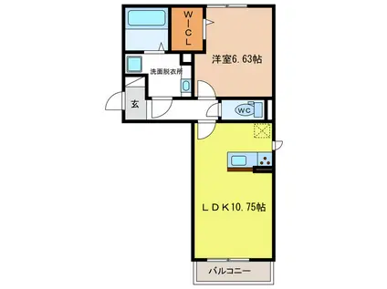 LALUCE(1LDK/3階)の間取り写真