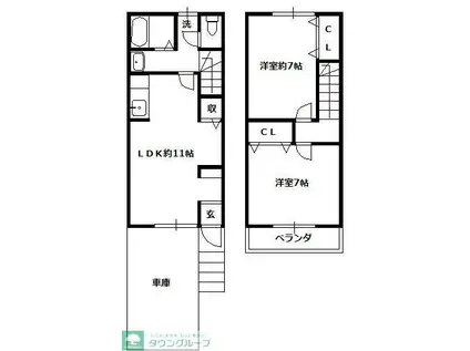 春日部ガーデンヒルズ(2LDK/1階)の間取り写真