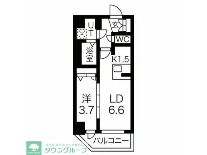 メイクス上前津III(1DK/2階)の間取り写真