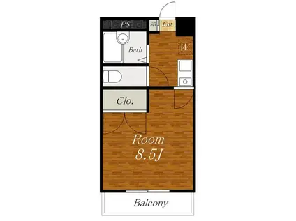 レオパレスメイプル(1K/3階)の間取り写真