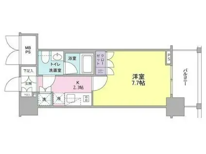 常盤レジデンシア荻窪(1K/4階)の間取り写真