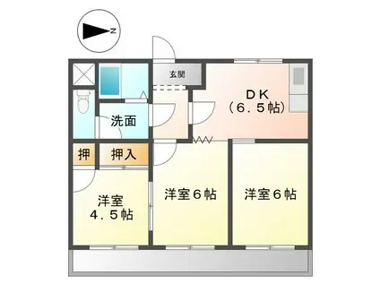ガーデンヒルズ1号館(3DK/1階)の間取り写真