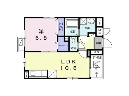 リズルームRIZ ROOM(1LDK/4階)の間取り写真